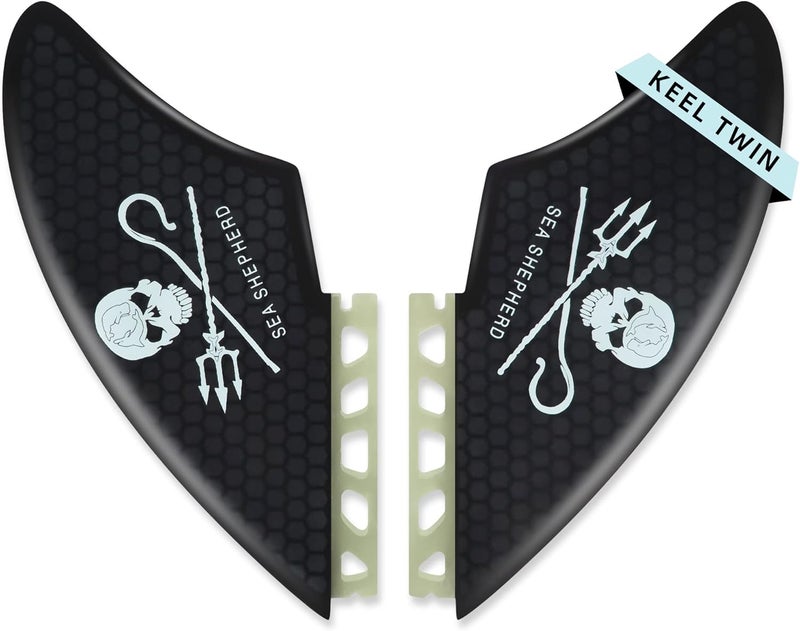 AQUBONA Twin Keel Fins, Single Tab Dual Tabs Fins Surfboard Fins, Twin Fin Fishtail Surfboard Fins Twin Keels - Smooth Fiberglass Flex - Image 1